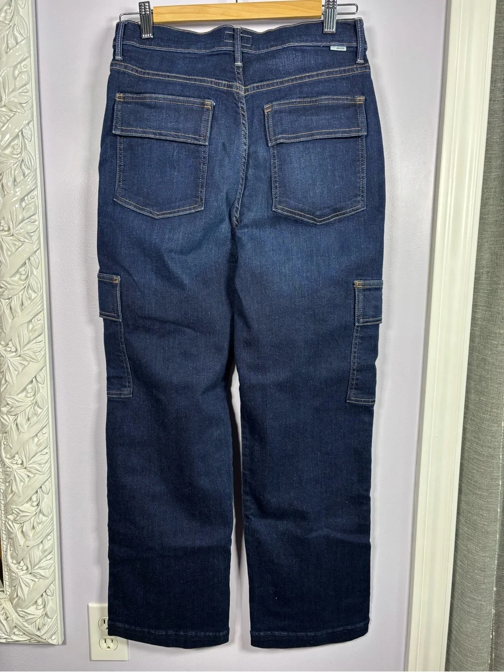 MOTHER Dark Indigo Wide-Leg Stretch Cargo Jeans Size 28 - Picture 6 of 10